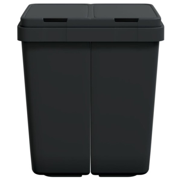 vidaXL Dual Bin Recycling Trash Can, Charcoal Gray, 2x25L